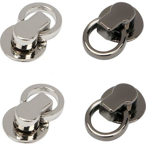 Lot 4 Rivets Plats avec D Ring et Vis - Bouton Rotatif Tête Ronde Argent et Noir Mat pour DIY Cuir Ceinture Sac Pochette (1/5)