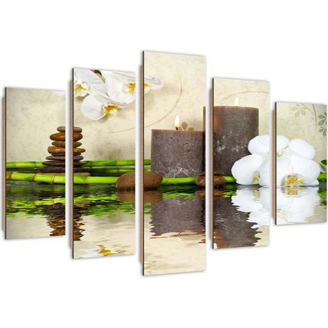 Quadro deco panel 5 parti, Composizione zen con candele - 100x70 (1/5)