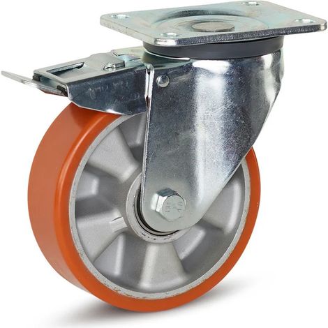 Roue pivotante lourde freinée - MESO - PU - 160mm - 700kg - Platine