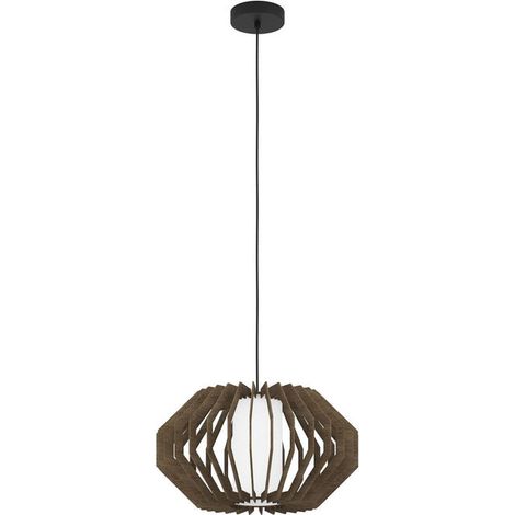 [GEBRAUCHT] B-Ware EGLO Hängeleuchte Pendelleuchte Lampe Rusticaria Holz Glas braun weiß E27 LED (1/2)