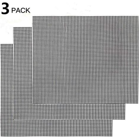 Grille Barbecue Tapis de Cuisson Antiadhésif 3 Pièces - Feuille de Cuisson Réutilisable Résistante à la Chaleur de Gril, pour Le Barbecue D'intérieur et Extérieur (Noir, 42 × 36cm) (1/4)
