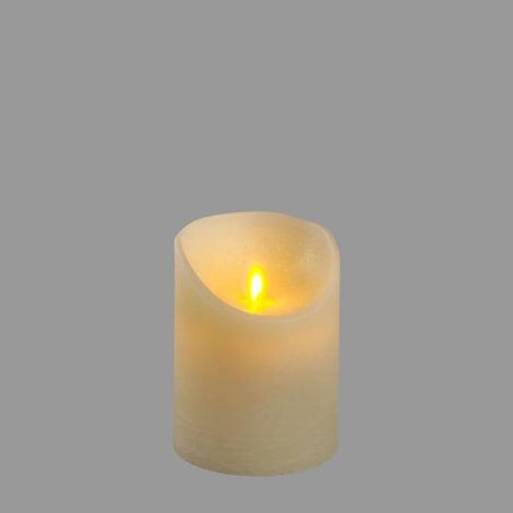 Bougie LED en cire véritable Ivoire Flamme vacillante à piles H10cm Timer Blanc chaud Lotti