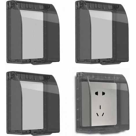Steckdosenabdeckung – Faltbare Abdeckung – Wasserdicht – Selbstklebend – 4er-Set – Transparent Schwarz (1/5)