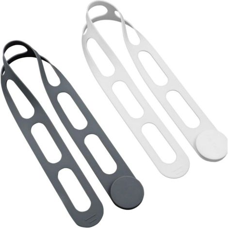 Elastico autobloccante multifunzionale - Ideale per scatole, barattoli, tende, cavi, tappetini da yoga, tappetini da campeggio, ecc. - Confezione da 2 (bicolore bianco e grigio) - Elastico autobloccan (1/4)