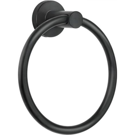 Wandmontierter Handtuchring, 1 Stück, Handtuchhalter, Handtuchstange, Badezimmerarmatur, schlichter runder Handtuchhalter aus Edelstahl SUS 304 (schwarz)