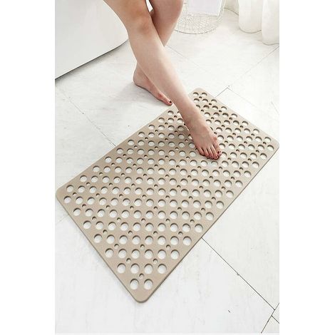 AMXCNOY Anti-Schimmel-Badematte, rutschfeste TPE-Duschmatte, antibakterielle, rutschfeste Badezimmermatte mit Saugnäpfen, Khaki, 43 x 75 cm. (1/4)