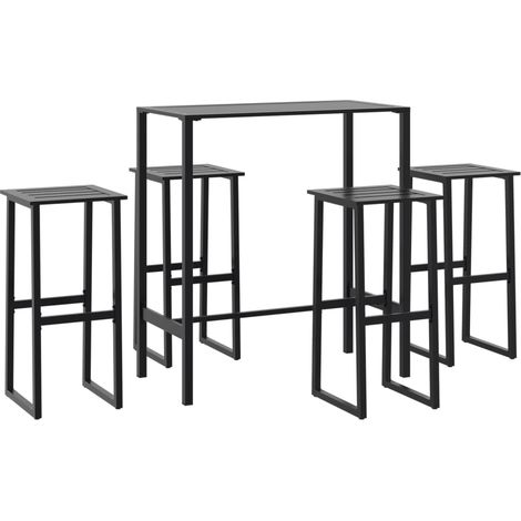 Maison Exclusive - Set Bar da Giardino 5pz Nero in Acciaio Verniciato a Polvere