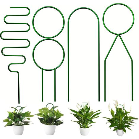 4 pièces tuteur plantes grimpantes, treillis métal, pot (1/5)