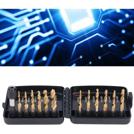 Coffret de 13 tarauds composites plaqués titane 1/4 pouce + rallonge (1/5)