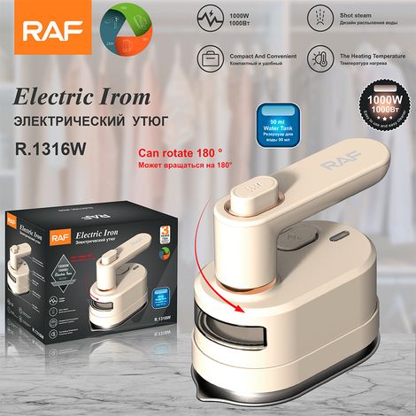 Fer à repasser électrique portable (blanc) aux normes européennes, petit format, double usage (sec et humide), mini fer rotatif (1/4)