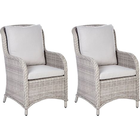 Set of 2 Garden Armchairs CASCAIS PE Rattan Beige (1/5)