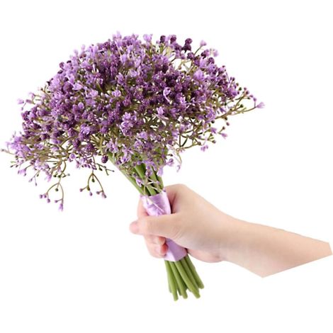 Bouquet de Fleurs Artificielles en Plastique Réaliste Gypsophile pour Décoration Salon et Bureau, Ornement Vivant et Naturel pour Présent Saint-Valentin (1/5)