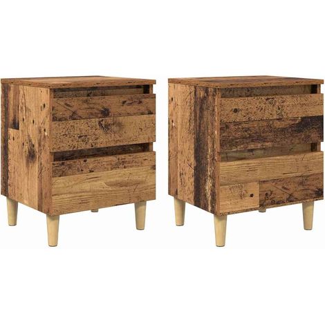 Meubles de lit avec tiroir 2 pcs Bois Ancien 40 x 35 x 50 cm CFW661393 (1/4)