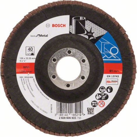 Bosch PRO X571 Fächerschleifscheibe, 125 mm, G40, gewinkelt, Glasfaser (1/2)
