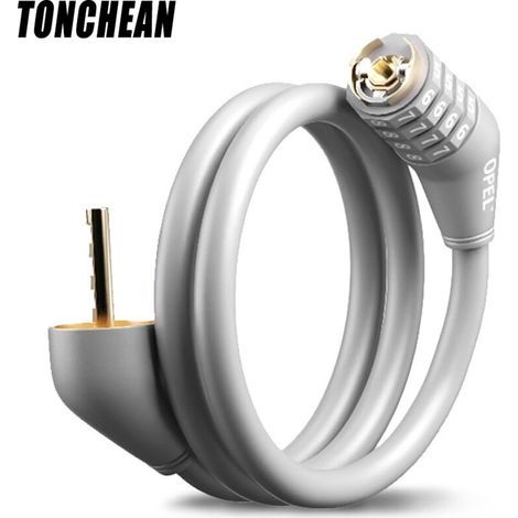Bike Lock, Long 80mm x 12mm Bicycle Lock, Cable Lock for Bicycles, Scooters, Motorcycles, Gates, and Strollers with 4-Digit Smart Code, Gray Anti-Theft Bike Lock (1/5)