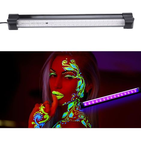 Barre lumineuse LED violette avec interrupteur, alimentée par USB, bande lumineuse magnétique violette pour décoration de soirées de maquillage corporel, noire (1/5)