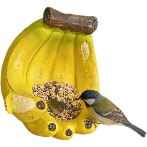 Mangeoire à oiseaux amusante en forme de banane, fabriquée en plastique résistant au soleil, pour nourrir les oiseaux à l'extérieur.-AquaForge (1/5)
