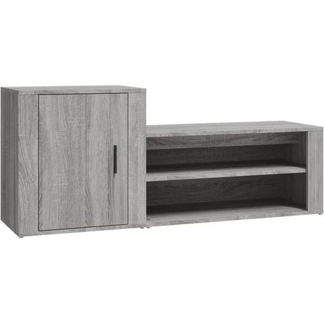 Meuble à chaussures gris Sonoma, dimensions 130x35x54 cm, en bois d'ingénierie. (1/5)
