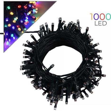 CATENA LUMINOSA MULTICOLORE DA 50 METRI CON 1000 LED FILO VERDE - PER DECORAZIONI NATALIZIE INTERNE ED ESTERNE IDEALE PER CASE GIARDINI VETRINE E GAZEBO