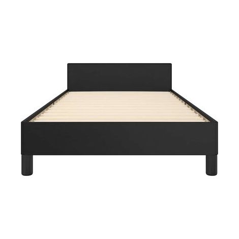 Cadre de lit avec tête de lit (matelas vendu séparément), noir, 80 × 200 cm, tête de lit confortable, pour chambre, confort quotidien, assemblage rapide (1/5)