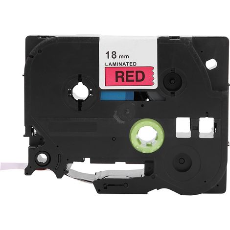Ruban d'étiquettes laminé PET 18 mm x 8 m pour étiqueteuse Brother PT E100B (noir sur rouge) (1/5)