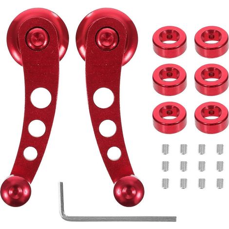 Poignée de lève-vitre de voiture, bras de levier, levier de manivelle, ensemble de poignées de porte de voiture universelles en alliage d'aluminium (rouge) (1/4)