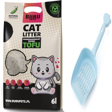 Bubu Pets Biologisch abbaubare Tofu-Katzenstreu 2,5 kg / 6 l – Natürlich