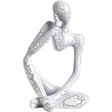 Statuettes/sculptures abstraites représentant un penseur, à décorer sur une table, un porche ou une étagère.-White Left S (1/5)
