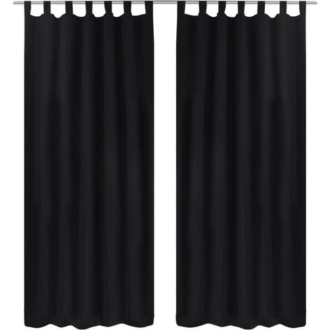 Rideaux en satin, ensemble de 2 pièces, 140 x 175 cm, noirs
