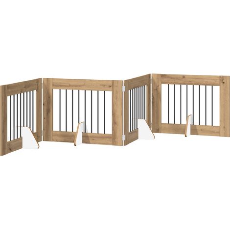 vidaXL Foldable Dog Gate with Stands 4 pcs Artisan Oak 321 cm