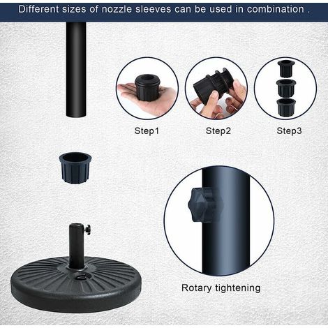 Bouchon cache trou pour porte-parapluie – Lot de 12 pièces – Œillets de 1,9/1,5/1,3 ID – Vis M8 pour fixation – Accessoires parasol noir - 12pcs (1/4)