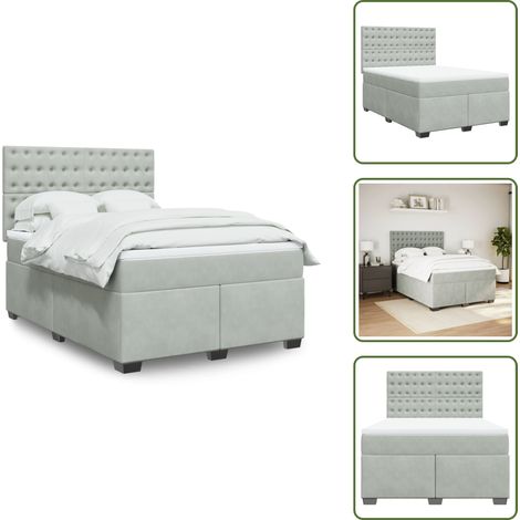 Boxspringbett mit Matratze Hellgrau 160x200 cm Samt - Boxspringbett - Boxspringbetten - Bett - Betten (1/5)