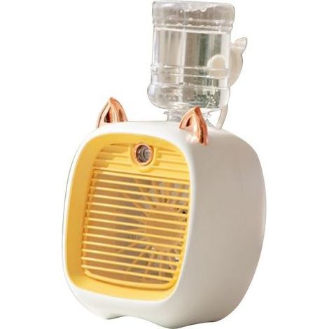 Ventilateur rafraîchisseur d'air Fox Modeling, rechargeable par USB, 3 modes de pulvérisation, réservoir de 1200 ml, couleur jaune, idéal pour le bureau ou la chambre. Convient également pour le refro
