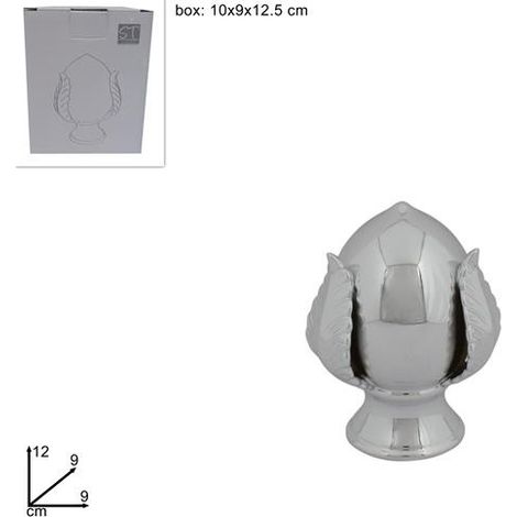 Pomo Decorativo Casa in Ceramica Silver 12 x 9 cm (1/2)