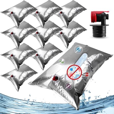 10 sacche d'acqua con rubinetto per tinture, succhi, vino, sciroppi 30L (1/4)
