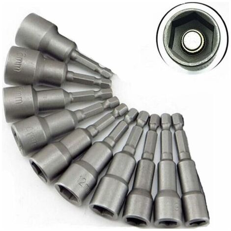 royaluxe-10 x Douille Torx Magnétique Adaptateur Embout en Acier Chromé Vanadium Mandrin Pans Carré Hexagonal 6-19mm 1/4 Drill Bit (1/5)