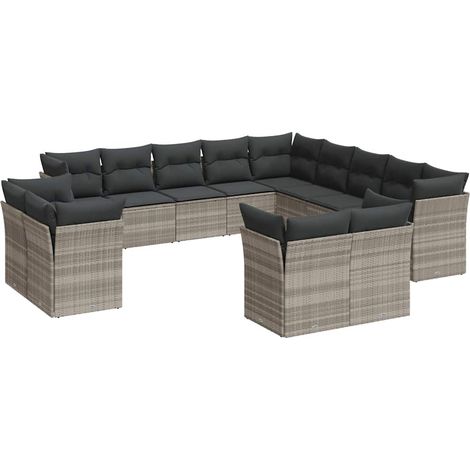 Maison Exclusive - Set Divani Giardino 13 pz con Cuscini Grigio Chiaro Polyrattan (1/3)