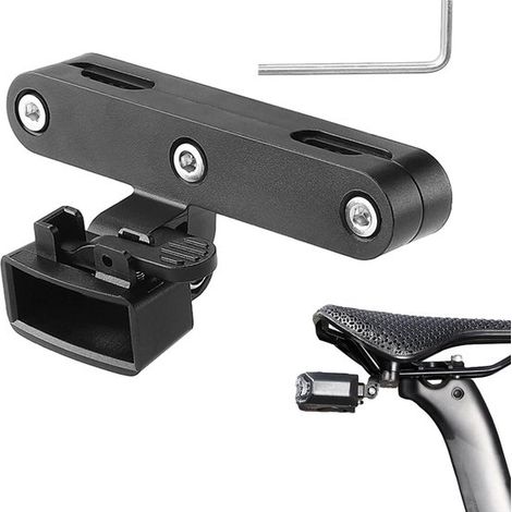 Soporte para luz trasera de bicicleta - Montaje en sillín - Mayor visibilidad - Incluye llave de montaje - 8,4 x 3,1 cm - Negro (1/5)