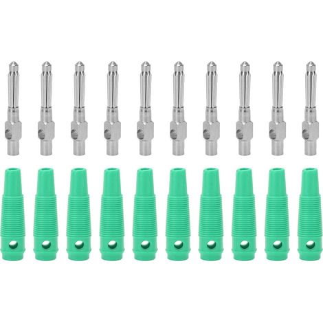 Fiche banane, 10 pièces 4mm 7Pin fiche banane cuivre 1000V 32A fiches mâles empilables avec manchon souple vis serré(vert) (1/5)