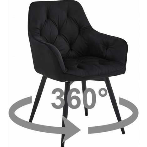 Silla JORK360 - terciopelo negro / patas negras x 1 (1/5)
