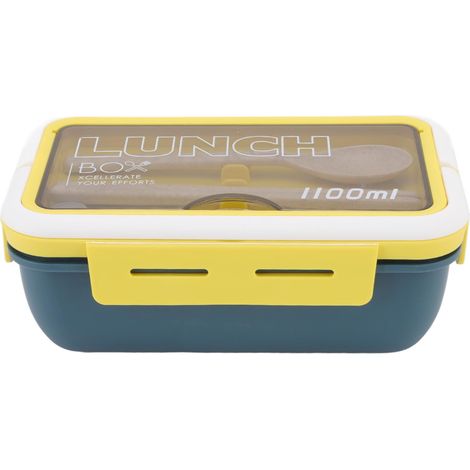 Boîte Bento 2 Compartiments - 1100ml - Avec Porte-Téléphone Et Couverts - Pour Bureau École Extérieur (1/5)