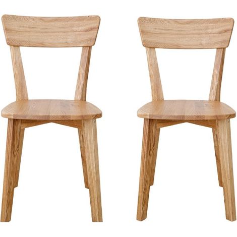 Lot de 2 chaises de salle a manger vintage en chêne massif 47cm JONAS (1/5)