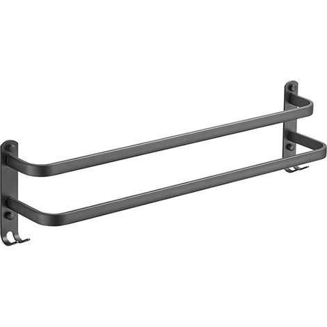 Porte-serviettes-Porte-serviettes de salle de bain-Sans perçage-2 serviettes-50 cm-Convient pour salles de bain et cuisines-Noir (1/5)