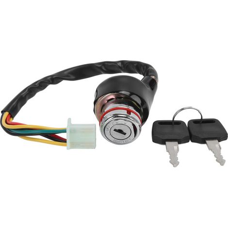 Ignition key, covered with 9 holes and 6 cables with 2 keys, suitable for karts and vehicles of all types from 50 cc to 125 cc. (1/4)