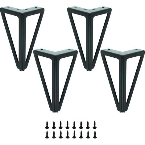 (15 cm) Set mit 4 schwarzen Metall-Tischbeinen, austauschbare Möbelbeine für Couchtisch/TV/Sofa/Bett und andere Möbelstücke, inklusive Schrauben. (1/5)