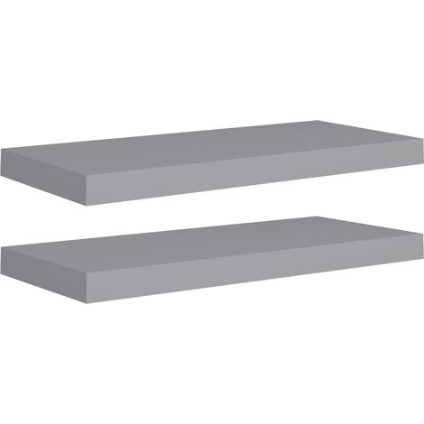 vidaXL Scaffali a Parete 2 pz Grigi 60x23,5x3,8 cm in MDF
