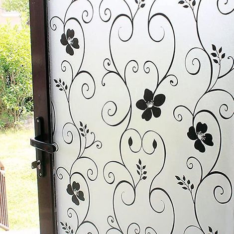 film De Fentre Opaque Privacy Film De Fentre (fleur Noire 45 Largeur  1 M) Film De Fentre Dcoratif Autocollant De Fentre Lectrostatique