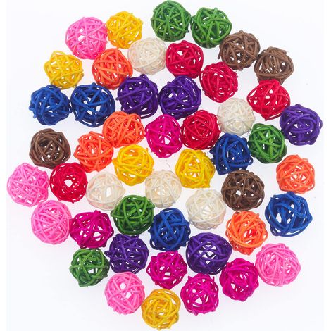 40 Pièces Boules de Rotin 3cm Boule en Osier Boules de Rotin Décoratives Jouets pour Petits Animaux à Mâcher Rotin Boule pour Oiseaux Perroquet Bricolage Artisanat Fête Mariage Table Décoration (1/4)