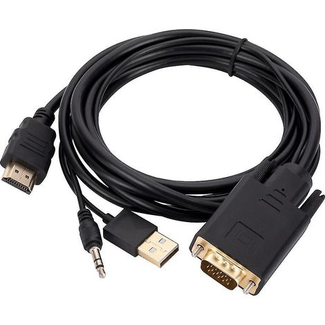 Câble VGA vers HDMI compatible pour moniteur, projecteur, convertisseur vidéo HDTV (1/4)