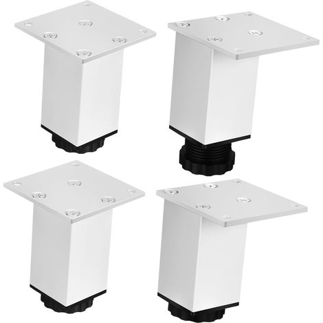 4 Pièces Pieds carrés en Aluminium canapés Pieds stabilisateurs de Table Jambes Pied reglable pour Meuble Pieds de Meuble réglables Pieds，Pas de vis